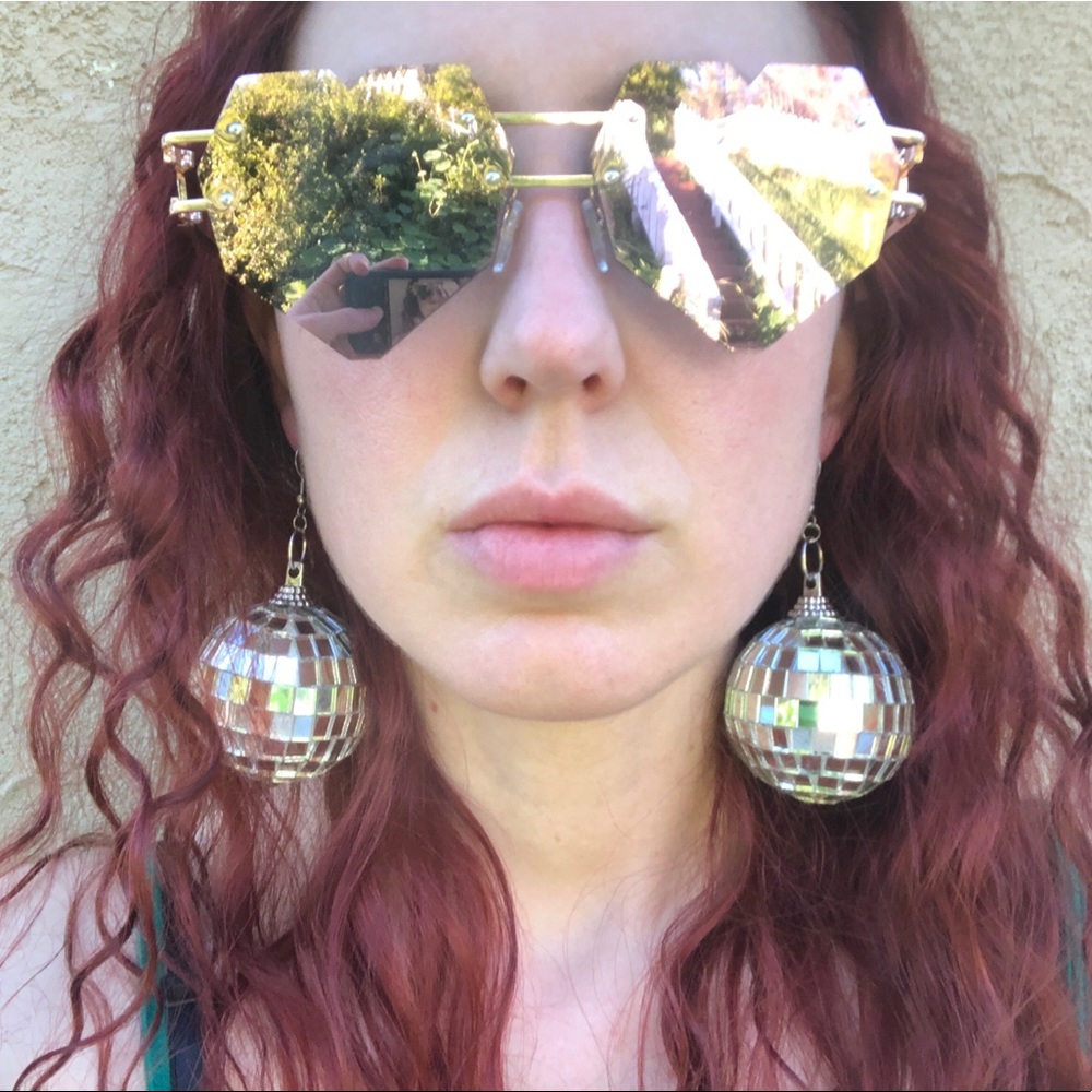 Disco ball drop earrings edc rave festival outfit - Picture 2 of 8